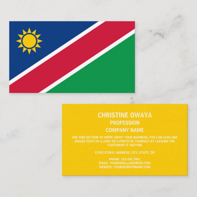 Tarjeta De Visita Bandera namibiana, bandera de Namibia (Anverso / Reverso)