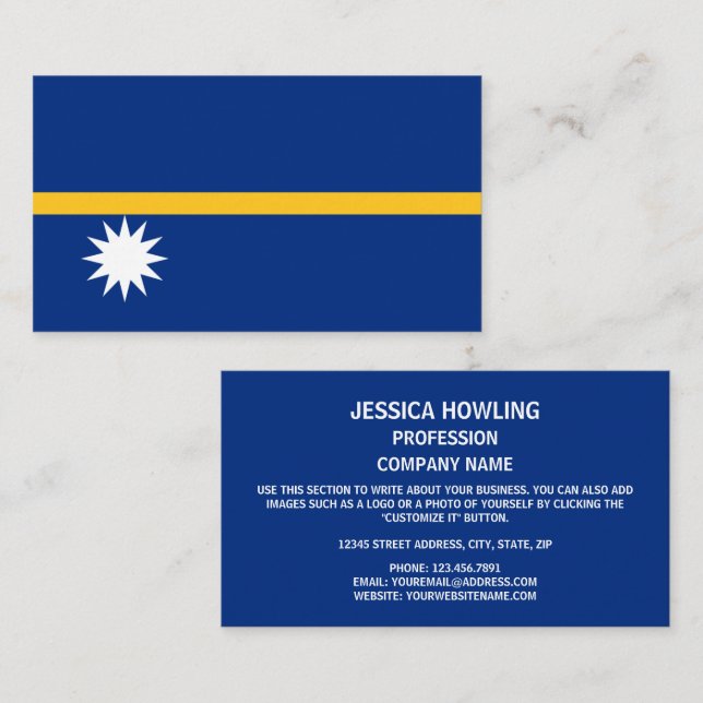 Tarjeta De Visita Bandera nauruana, bandera de Nauru (Anverso / Reverso)