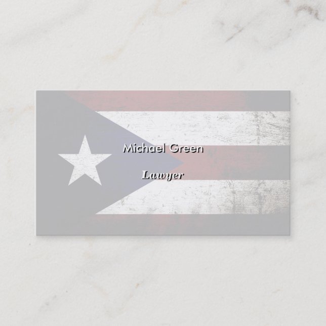 Tarjeta De Visita Bandera negra de Puerto Rico del Grunge (Anverso)