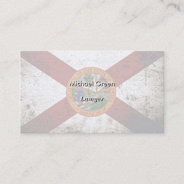 Tarjeta De Visita Bandera negra del estado de la Florida del Grunge (Anverso)