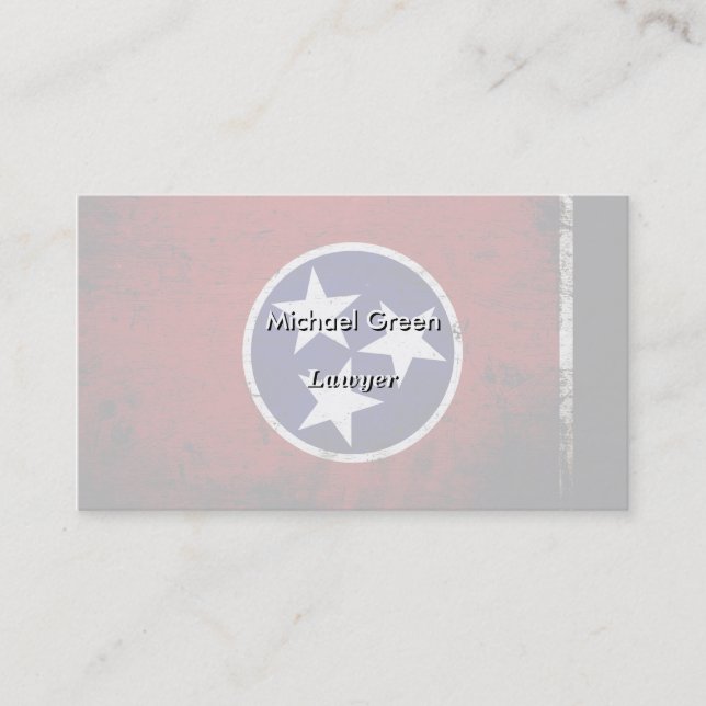 Tarjeta De Visita Bandera negra del estado de Tennessee del Grunge (Anverso)