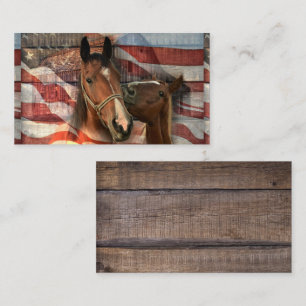 Tarjeta De Visita Bandera norteamericana de grano ruidoso de caballo