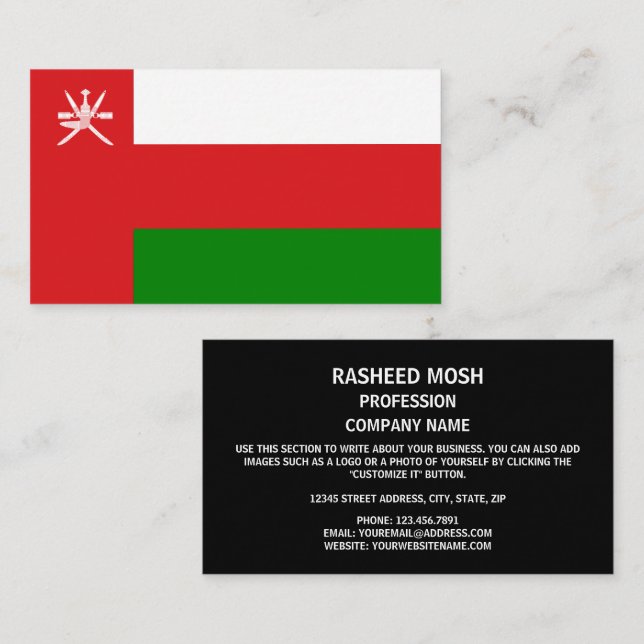 Tarjeta De Visita Bandera omaní, bandera de Omán (Anverso / Reverso)