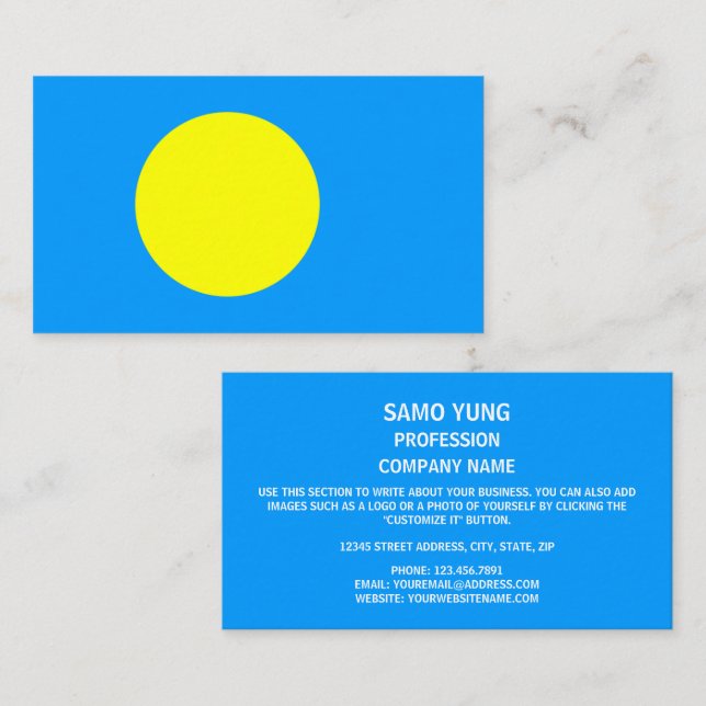 Tarjeta De Visita Bandera palauana, bandera de Palau (Anverso / Reverso)