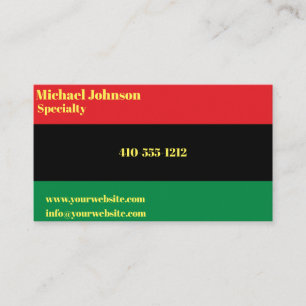 Tarjeta De Visita Bandera Panafricana, Feliz Diseño de África en K