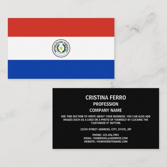 Tarjeta De Visita Bandera paraguaya, bandera de Paraguay (Anverso / Reverso)