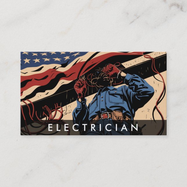 Tarjeta De Visita *~* Bandera Patriótica de la Foto del Electricista (Anverso)