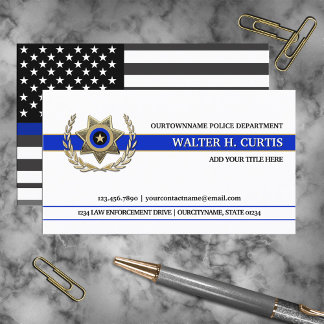 Tarjeta De Visita Bandera policial de la línea azul delgada personal