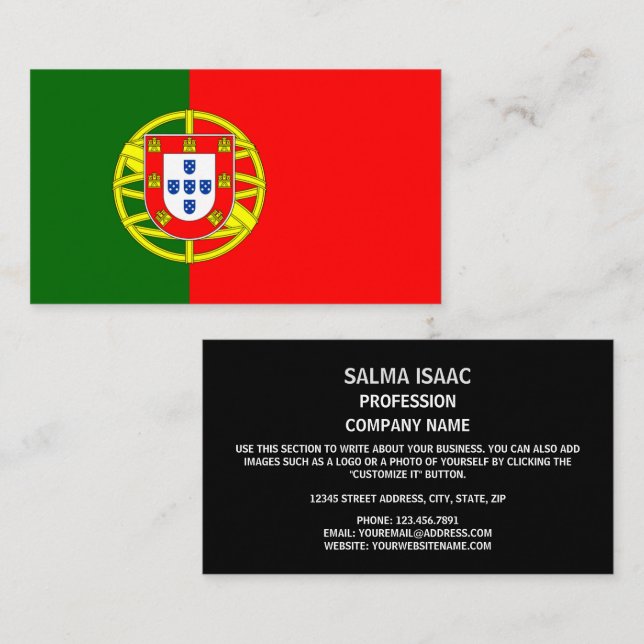 Tarjeta De Visita Bandera portuguesa, bandera de Portugal (Anverso / Reverso)