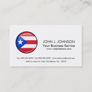 Tarjeta De Visita Bandera puertorriqueña redonda brillante