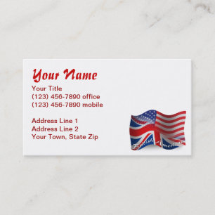 Tarjeta De Visita Bandera que agita Británico-Americana