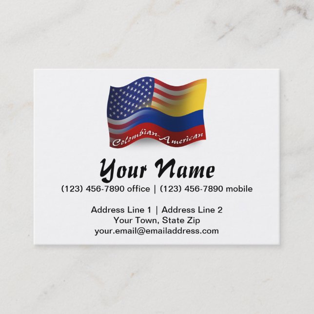 Tarjeta De Visita Bandera que agita Colombiano-Americana (Anverso)