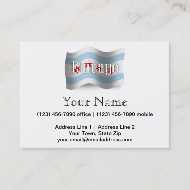 Tarjeta De Visita Bandera que agita de Chicago (Anverso)