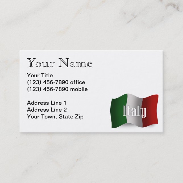 Tarjeta De Visita Bandera que agita de Italia (Anverso)