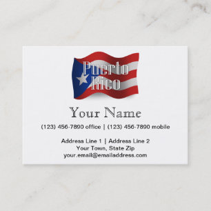 Tarjeta De Visita Bandera que agita de Puerto Rico