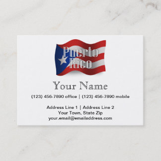 Tarjeta De Visita Bandera que agita de Puerto Rico