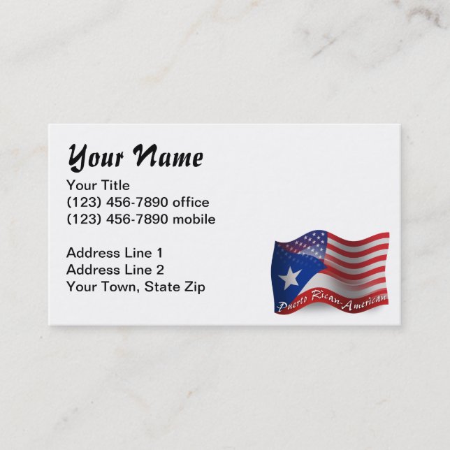 Tarjeta De Visita Bandera que agita Rican-Americana de Puerto (Anverso)