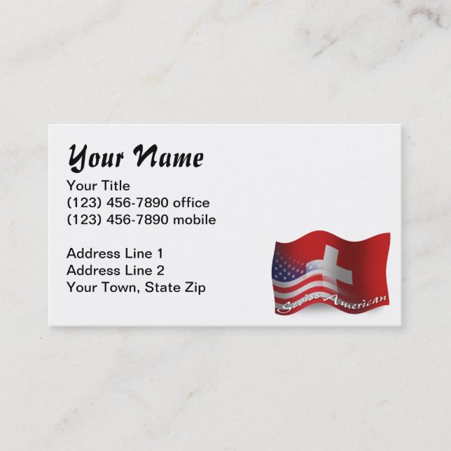 Tarjeta De Visita Bandera que agita Suizo-Americana (Anverso)