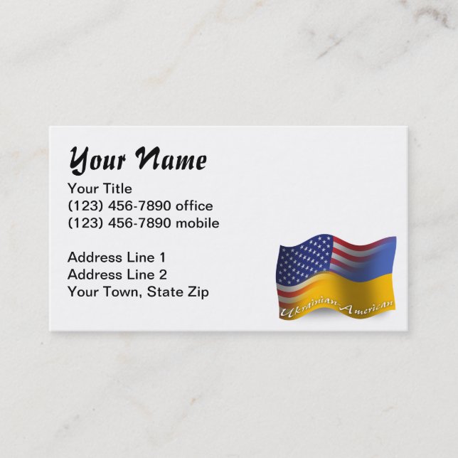 Tarjeta De Visita Bandera que agita Ucraniano-Americana (Anverso)