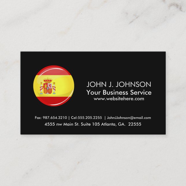 Tarjeta De Visita Bandera redonda brillante de España (Anverso)