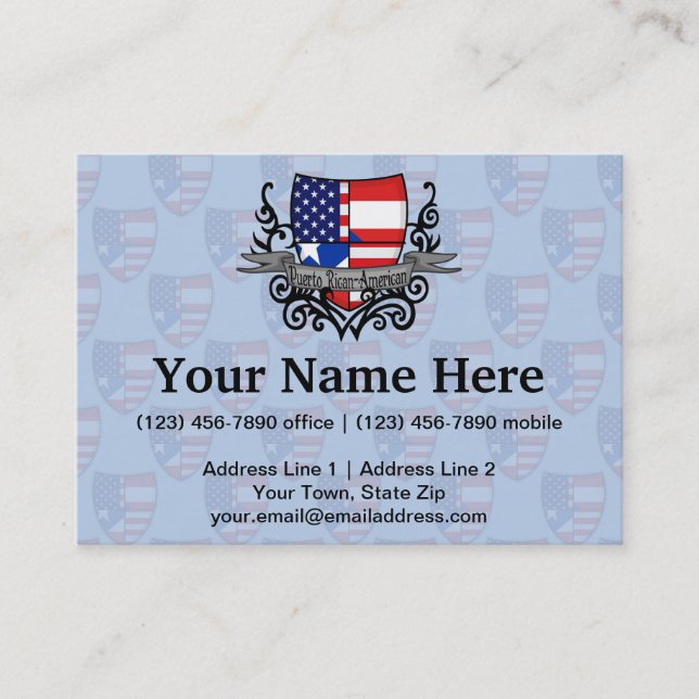 Tarjeta De Visita Bandera Rican-Americana del escudo de Puerto (Anverso)
