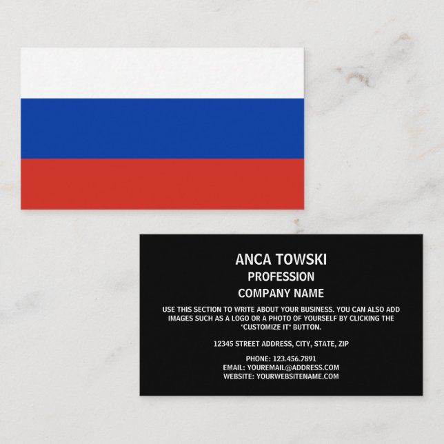 Tarjeta De Visita Bandera rusa, bandera de Rusia (Anverso / Reverso)