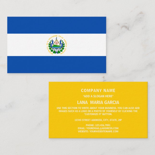 Tarjeta De Visita Bandera salvadoreña, bandera de El Salvador (Anverso / Reverso)