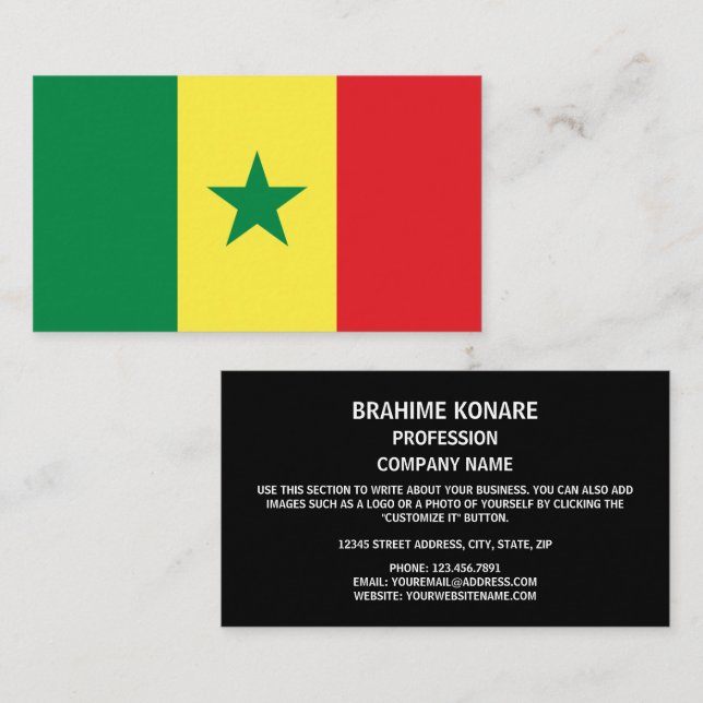 Tarjeta De Visita Bandera senegalesa, bandera de Senegal (Anverso / Reverso)