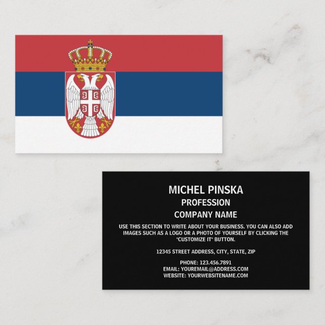Tarjeta De Visita Bandera serbia, bandera de Serbia (Anverso / Reverso)