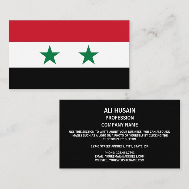 Tarjeta De Visita Bandera siria, bandera de Siria (Anverso / Reverso)