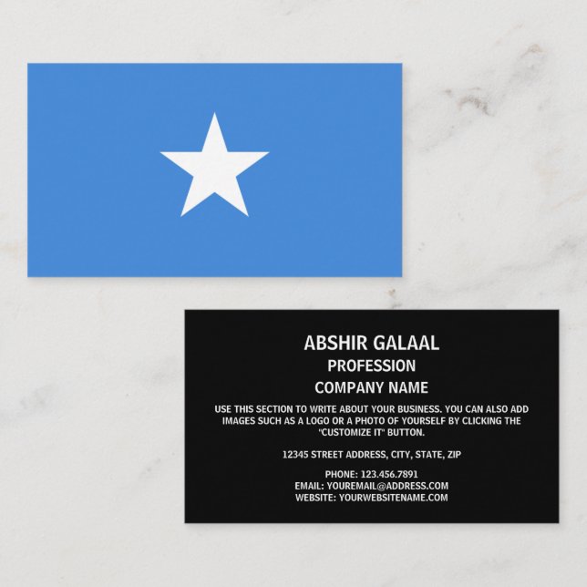 Tarjeta De Visita Bandera somalí, bandera de Somalia (Anverso / Reverso)
