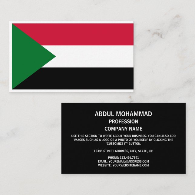 Tarjeta De Visita Bandera sudanesa, bandera de Sudán (Anverso / Reverso)