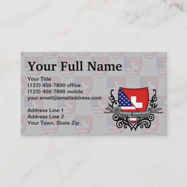 Tarjeta De Visita Bandera Suizo-Americana del escudo (Anverso)