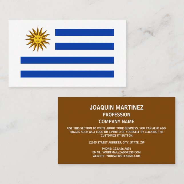 Tarjeta De Visita Bandera uruguaya, bandera de Uruguay (Anverso / Reverso)