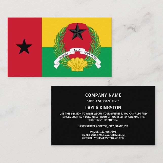 Tarjeta De Visita Bandera y emblema de Guinea-Bissau, Guinea-Bissau (Anverso / Reverso)