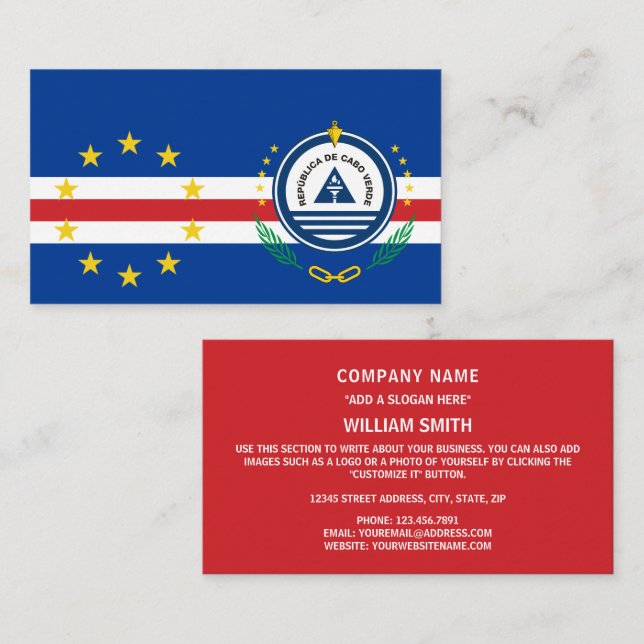 Tarjeta De Visita Bandera y emblema nacional de Cabo Verde (Anverso / Reverso)