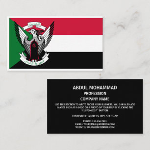 Tarjeta De Visita Bandera y emblema sudaneses, bandera de Sudán