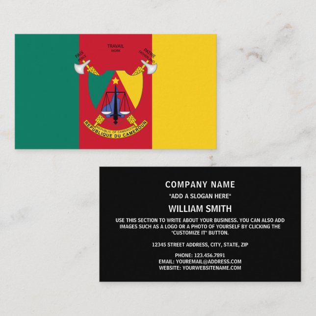 Tarjeta De Visita Bandera y escudo de armas cameruneses, bandera de  (Anverso / Reverso)