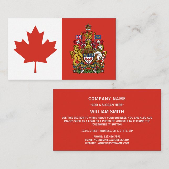 Tarjeta De Visita Bandera y escudo de armas canadienses, Bandera del (Anverso / Reverso)