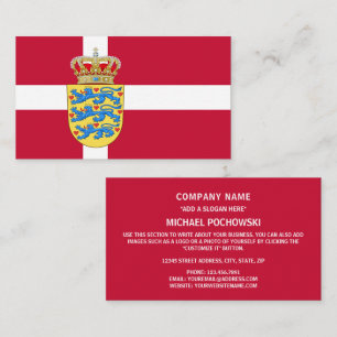 Tarjeta De Visita Bandera y escudo de armas daneses, bandera de Dina