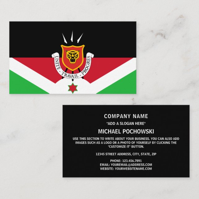 Tarjeta De Visita Bandera y escudo de armas de Burundi, bandera de B (Anverso / Reverso)