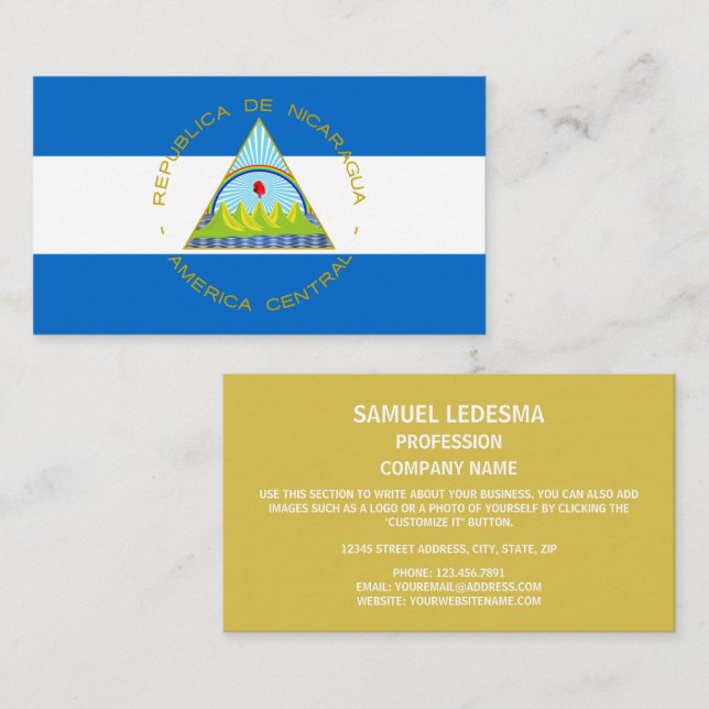 Tarjeta De Visita Bandera y escudo de armas de Managua, Bandera de N (Anverso / Reverso)