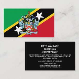 Tarjeta De Visita Bandera y escudo de armas de Saint Kitts y Nevis