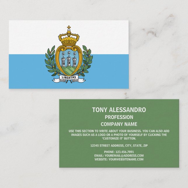 Tarjeta De Visita Bandera y escudo de armas de Samoa, San Marino (Anverso / Reverso)