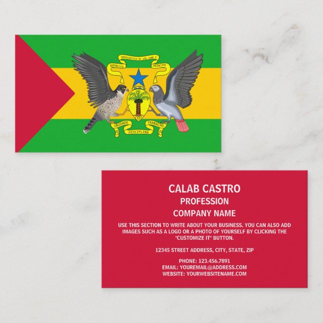 Tarjeta De Visita Bandera y escudo de armas de Santo Tomé (Anverso / Reverso)