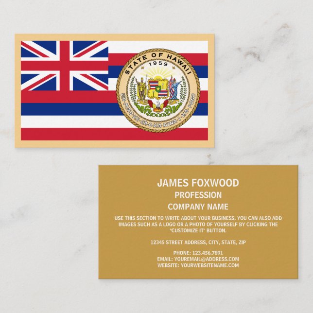 Tarjeta De Visita Bandera y foco hawaiano, bandera de Hawái (Anverso / Reverso)