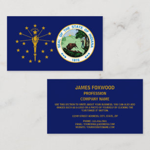 Tarjeta De Visita Bandera y foco hoosier, bandera de Indiana