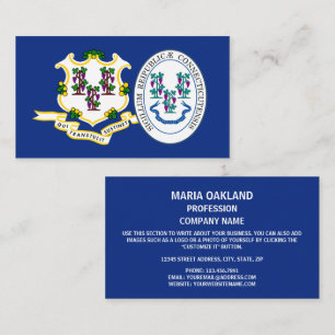 Tarjeta De Visita Bandera y sello de Connecticuter, Bandera de Conne