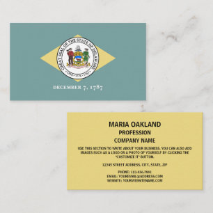 Tarjeta De Visita Bandera y sello de Delawarean, Bandera de Delaware