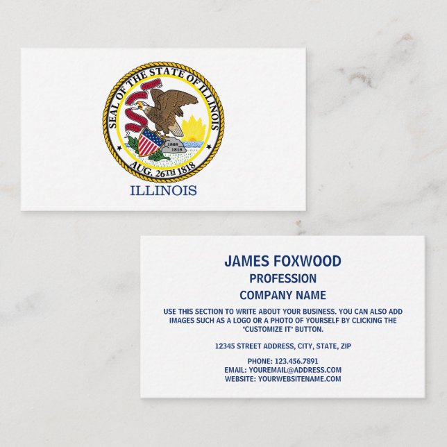 Tarjeta De Visita Bandera y sello de Illinois, Bandera de Illinois (Anverso / Reverso)